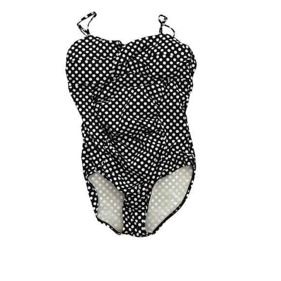 Love Your Assets By Sara Blakely Spanx Black White Polka Dot Swimsuit Size Large - Picture 3 of 7